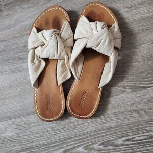 Soludos Linen Knotted Cream Slide Sandals